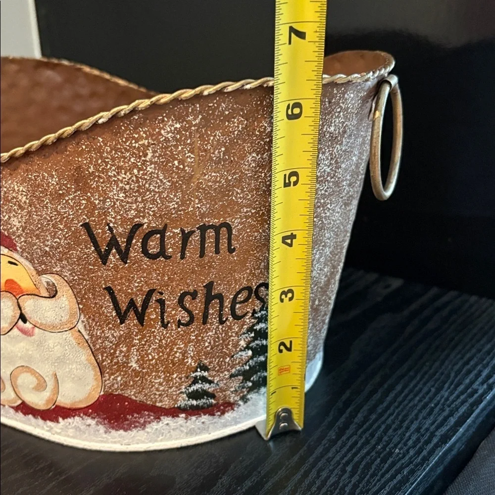 Metal Christmas Container “Warm Wishes” Santa